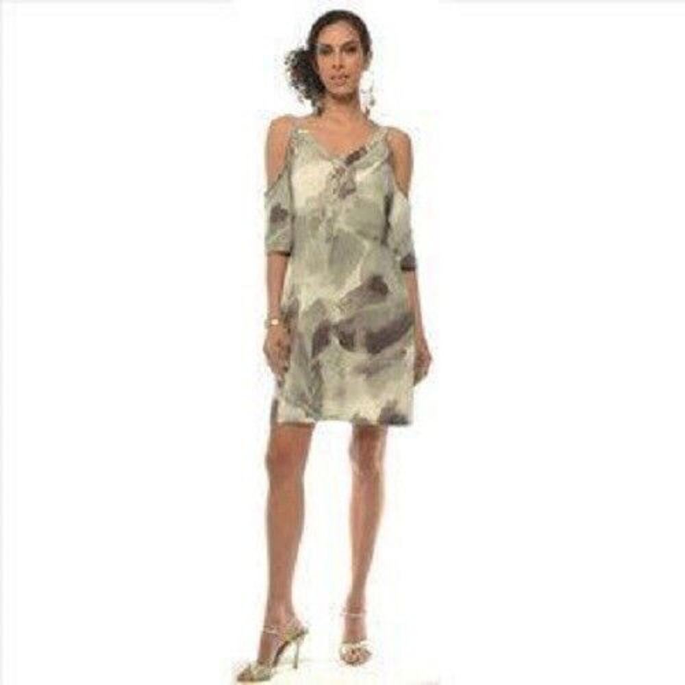 Shoreline Cold Shoulder V-Neck summer dress Tie Dye Grey - Size M
